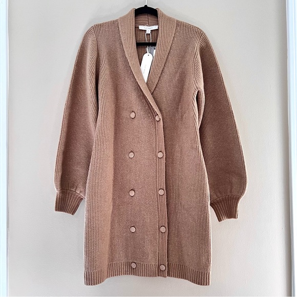 NWT Anthropologie Flat White Puff-Sleeved Sweater Tunic Dress - Picture 3 of 9